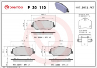 Sada brzdových destiček BREMBO P30110
