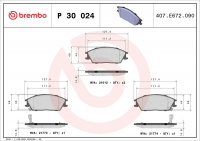 Sada brzdových destiček BREMBO P30024 - HYUNDAI