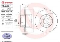 Brzdový kotouč BREMBO 08.5905.14 - CITROËN, FIAT
