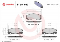 Sada brzdových destiček BREMBO P59033 - OPEL Sada brzdových destiček BREMBO P59033 - OPEL