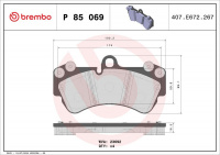 Sada brzdových destiček BREMBO P85069 - PORSCHE, VW Sada brzdových destiček BREMBO P85069 - PORSCHE, VW