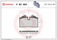 Sada brzdových destiček BREMBO P85094 - AUDI, PORSCHE