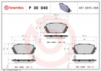 Sada brzdových destiček BREMBO P30040 - KIA