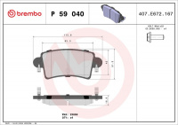 Sada brzdových destiček BREMBO P59040 - NISSAN, OPEL, RENAULT