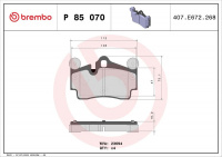 Sada brzdových destiček BREMBO P85070 - PORSCHE, VW