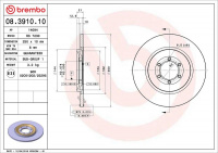 Brzdový kotouč BREMBO 08.3910.10 - ALFA ROMEO