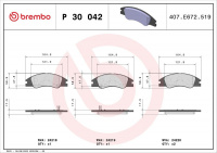 Sada brzdových destiček BREMBO P30042 - KIA