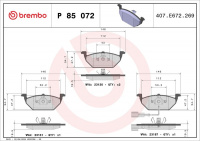 Sada brzdových destiček BREMBO P85072 - AUDI, SEAT, ŠKODA, VW