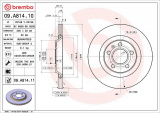 Brzdový kotouč BREMBO 09.A814.10 - AUDI