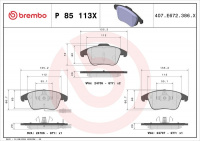 Sada brzdových destiček BREMBO P85113X - AUDI