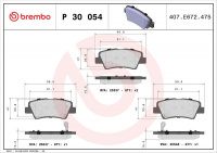 Sada brzdových destiček BREMBO P30054 - HYUNDAI, KIA, SSANGYONG