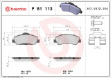 Sada brzdových destiček BREMBO P61113 - CITROËN, PEUGEOT