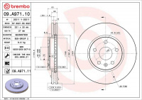 Brzdový kotouč BREMBO 09.A971.10 - CHEVROLET, OPEL, SAAB