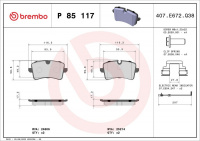 Sada brzdových destiček BREMBO P85117 - AUDI