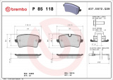 Sada brzdových destiček BREMBO P85118 - AUDI