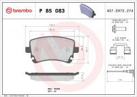 Sada brzdových destiček BREMBO P85083 - VW