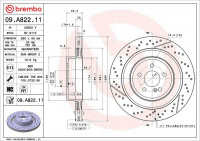 Brzdový kotouč BREMBO 09.A822.11 - MERCEDES-BENZ