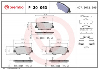 Sada brzdových destiček BREMBO P30063 - HYUNDAI, KIA