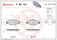 Sada brzdových destiček BREMBO P85121 - ŠKODA