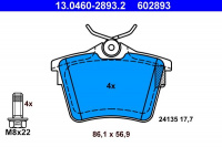 Sada brzdových destiček ATE 13.0460-2893 (AT 602893) - CITROËN, PEUGEOT