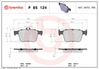 Sada brzdových destiček BREMBO P85124
