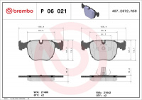 Sada brzdových destiček BREMBO P06021 - BMW