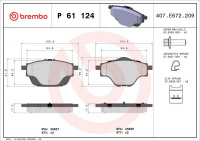 Sada brzdových destiček BREMBO P61124 - CITROËN, DS, OPEL, PEUGEOT