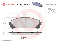 Sada brzdových destiček BREMBO P83145 - LEXUS, TOYOTA