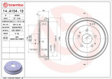 Brzdový buben BREMBO 14.A154.10 - DAIHATSU