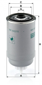 Palivový filtr MANN WK842/11 (MF WK842/11) - AUDI, ŠKODA, VW