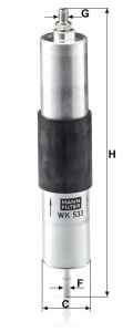 Palivový filtr MANN WK533 (MF WK533) - BMW Palivový filtr MANN WK533 (MF WK533) - BMW