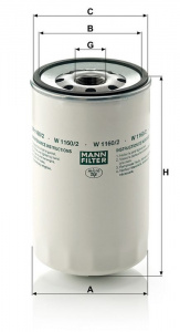 Olejový filtr MANN W1160/2 (MF W1160/2) - RENAULT TRUCKS