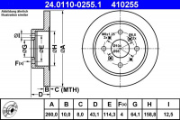 Brzdový kotouč ATE 24.0110-0255 (AT 410255) - ROVER