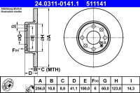 Brzdový kotouč ATE 24.0311-0141 (AT 511141) - Power Disc - OPEL