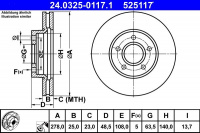 Brzdový kotouč ATE 24.0325-0117 (AT 525117) - Power Disc