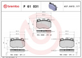 Sada brzdových destiček BREMBO P61031 - CITROËN, PEUGEOT