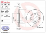 Brzdový kotouč BREMBO 09.A861.14 - OPEL
