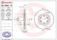 Brzdový kotouč BREMBO 09.A862.10 - FORD, MAZDA