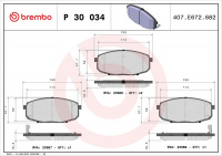 Sada brzdových destiček BREMBO P30034 Sada brzdových destiček BREMBO P30034