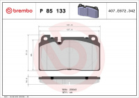 Sada brzdových destiček BREMBO P85133 - AUDI