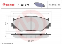 Sada brzdových destiček BREMBO P83074 - LEXUS Sada brzdových destiček BREMBO P83074 - LEXUS