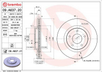 Brzdový kotouč BREMBO 09.A637.21 - CITROËN, MITSUBISHI, PEUGEOT