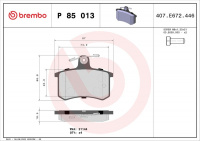 Sada brzdových destiček BREMBO P85013 - ALFA ROMEO, AUDI