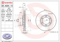Brzdový kotouč BREMBO 09.A304.10 - MITSUBISHI Brzdový kotouč BREMBO 09.A304.10 - MITSUBISHI