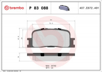 Sada brzdových destiček BREMBO P83088 - TOYOTA Sada brzdových destiček BREMBO P83088 - TOYOTA