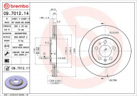 Brzdový kotouč BREMBO 09.7012.11 - AUDI, SEAT, ŠKODA, VW Brzdový kotouč BREMBO 09.7012.11 - AUDI, SEAT, ŠKODA, VW