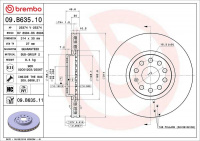 Brzdový kotouč BREMBO 09.B635.11 - SEAT, SKODA, VW