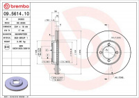 Brzdový kotouč BREMBO 09.5614.10 - TOYOTA Brzdový kotouč BREMBO 09.5614.10 - TOYOTA