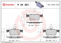 Sada brzdových destiček BREMBO P24201 - FORD