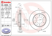 Brzdový kotouč BREMBO 09.A868.11 - FIAT, MITSUBISHI